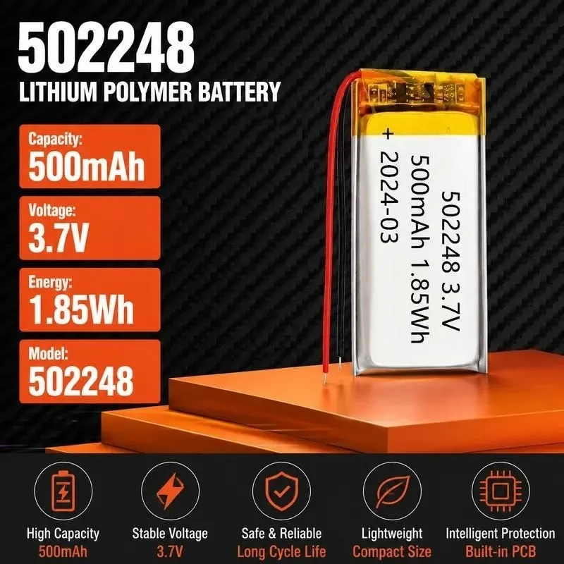 [New] 100pcs 502248 lithium battery 500mAh electric tooth flusher, beauty instrument, massager 3.7V polymer lithium