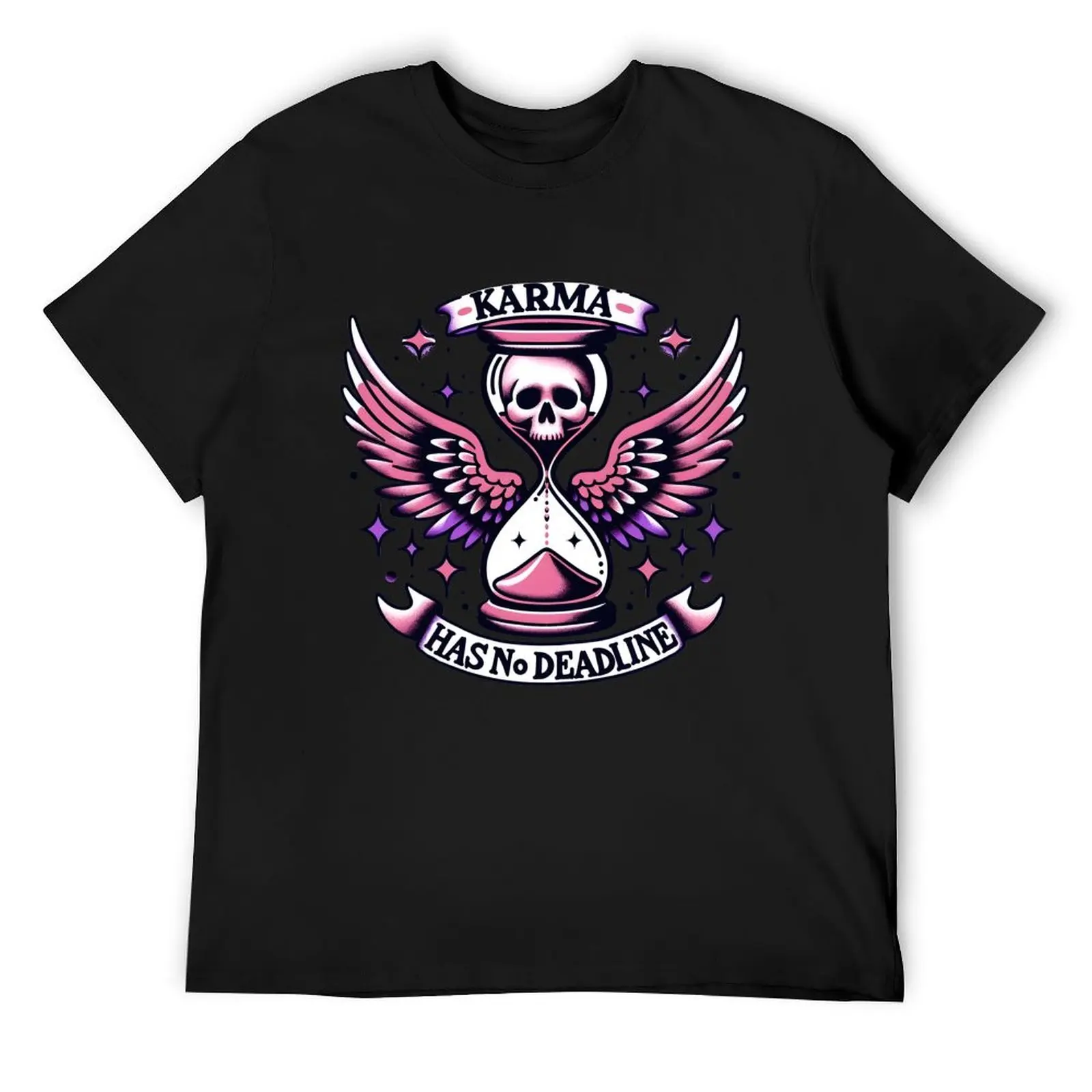 

Skull winged hourglass Karma has no deadline T-Shirt basketball graphic tees boys animal print mens clothes