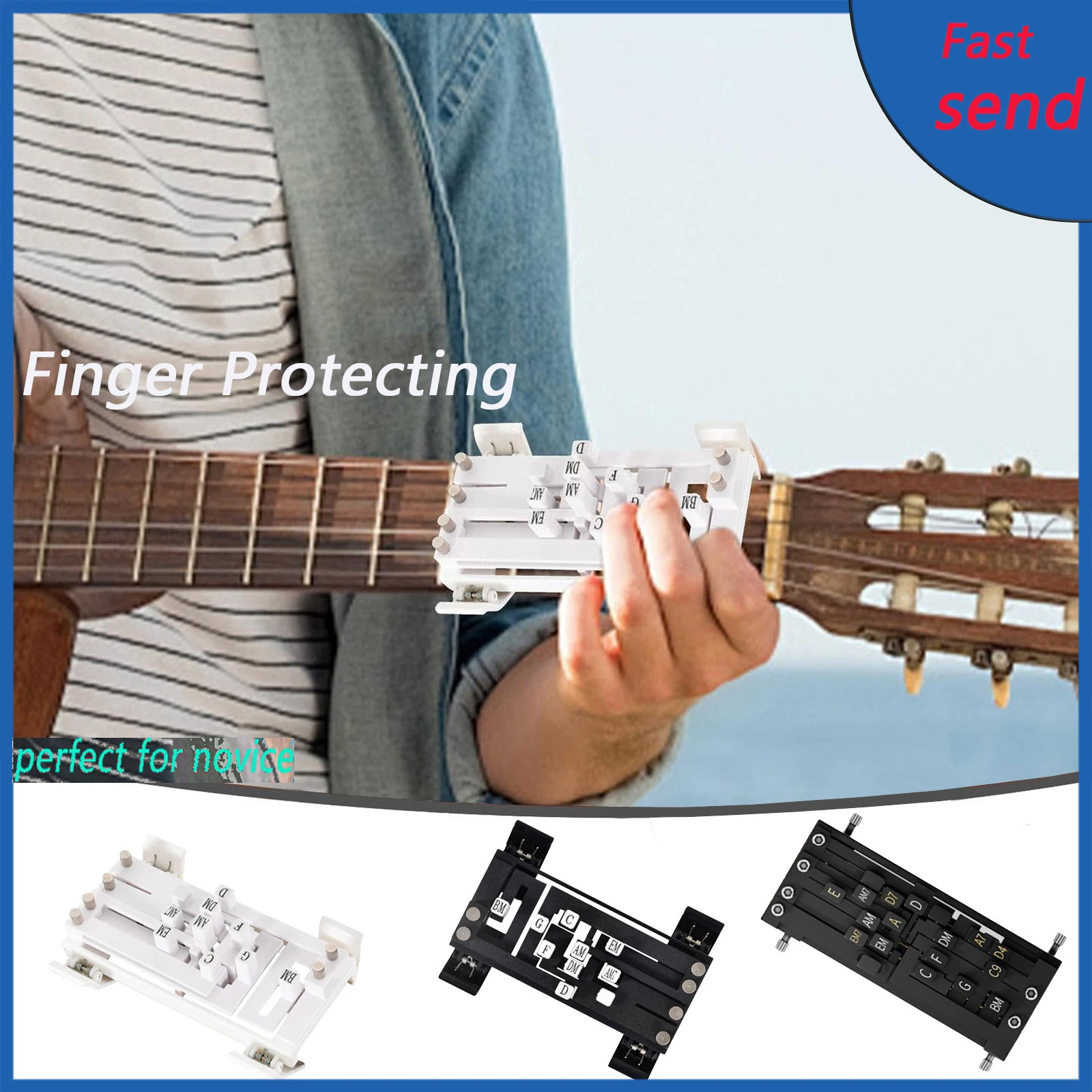 Guitar Chord Trainer For novice Guitar players Finger Protecting Practice Companion One-Touch Chords Presser Guitar Tool