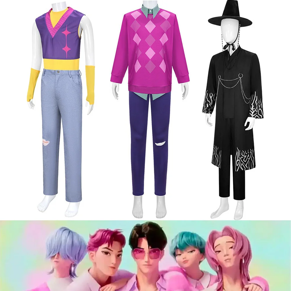 

KPop Demon Hunters Saja Boys Cosplay Costume Top Pants Robe full set Role Play Clothes Halloween Carnival Party Outfits fan Gift