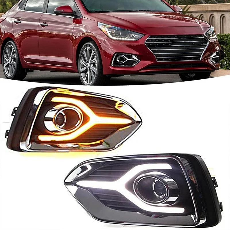 

LED DRL Daytime Running Fog Light Turn Signal Lamp Fits For Hyundai Accent 2018~2019