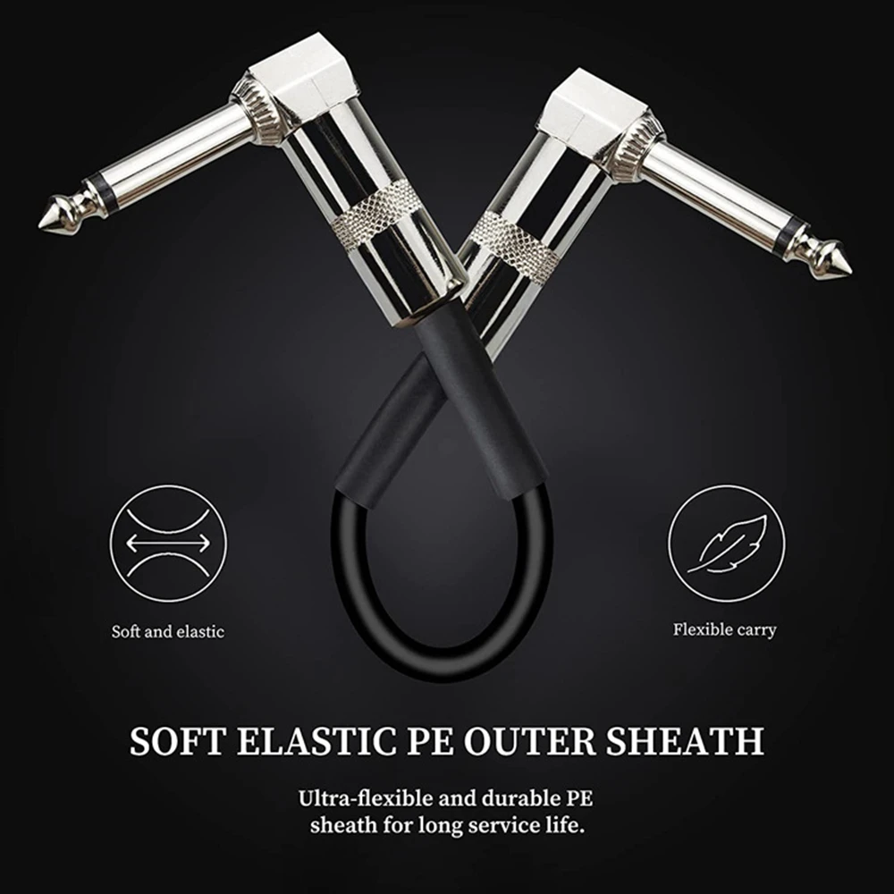 24 AWG 1Pc 60cm Guitar Effect Pedal Cable Audio Flat Patch Cable 1/4" Right-angle Connector 6.35mm Anti noise Wire Jack Plug view 6