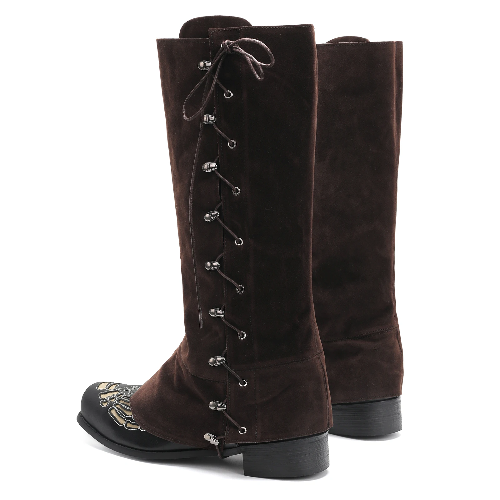 Męskie Średniowieczne Nakładki na Buty Pirackie Renesansowe Zamszowe Sznurowane Nakładki na Nogi Wikingów Steampunkowe Akcesoria do Kostiumów na Halloween