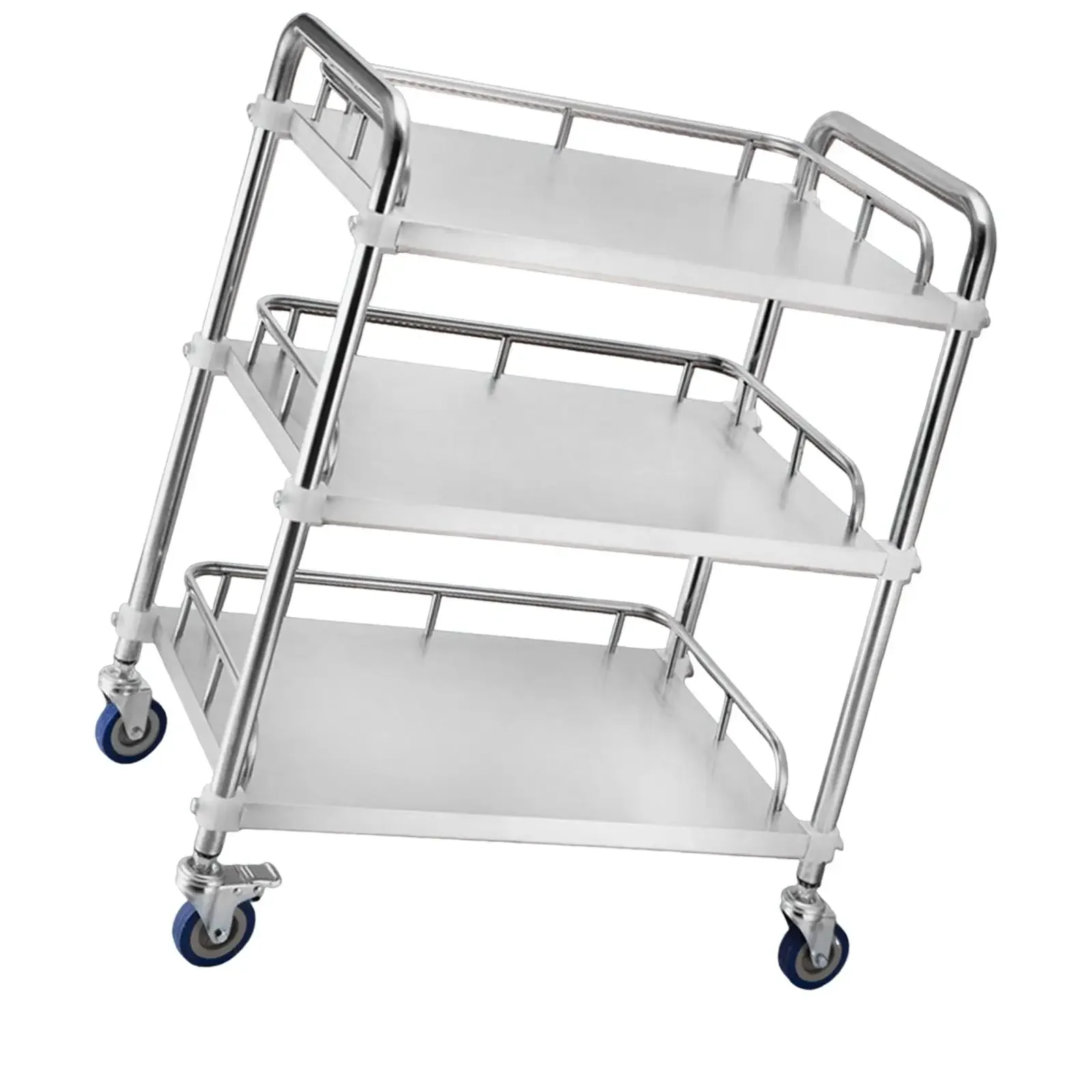3 Tier Stainless Steel Lab Serving Cart 45x35x86cm Silent Wheels Versatile