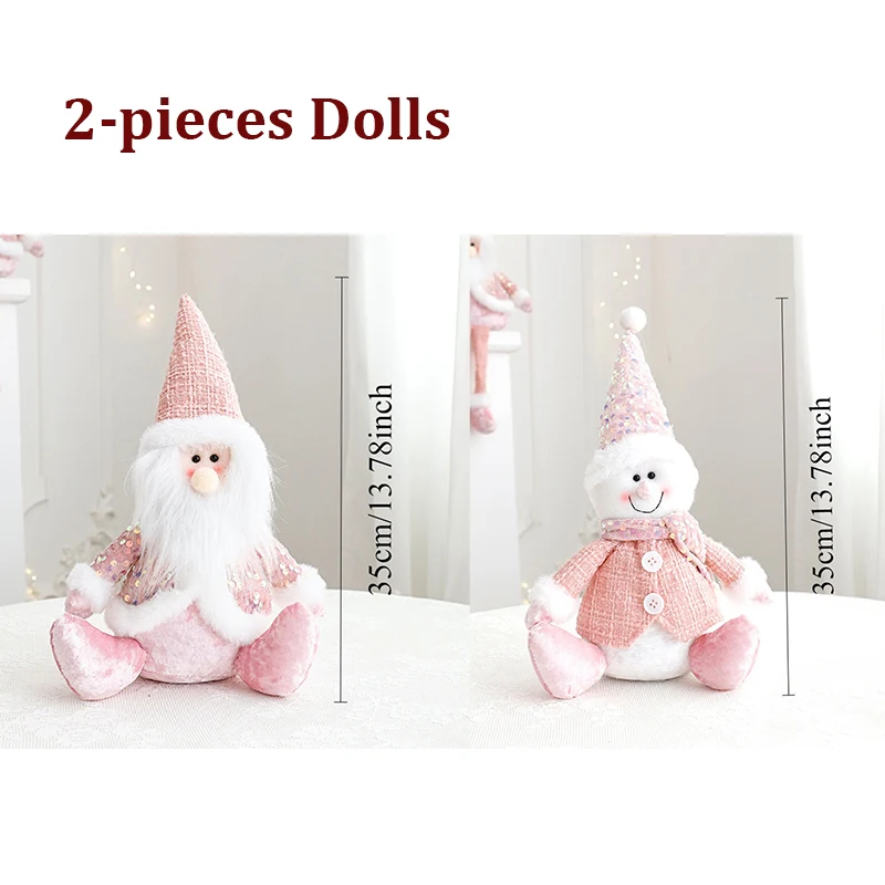 Pakaian Natal Bayi Perempuan Baru Lahir Kostum Santa Rajut Merah Muda Boneka Manusia Salju Mewah Pohon Natal Mini Properti Fotografi Bayi Baru Lahir