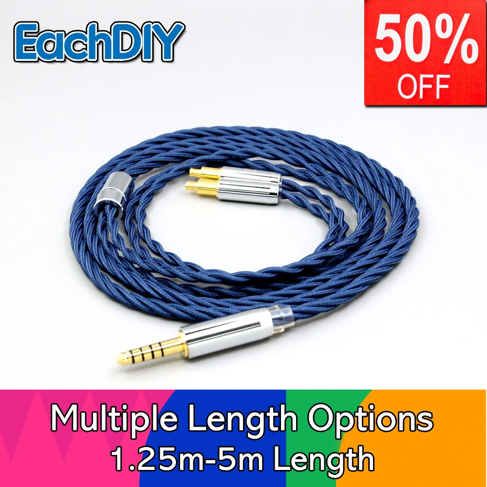 

99% Pure Silver OCC Graphene Alloy Full Sleeved Earphone Cable For Audio Technica ATH-ADX5000 ATH-MSR7b 770H 990H A2DC LN008591