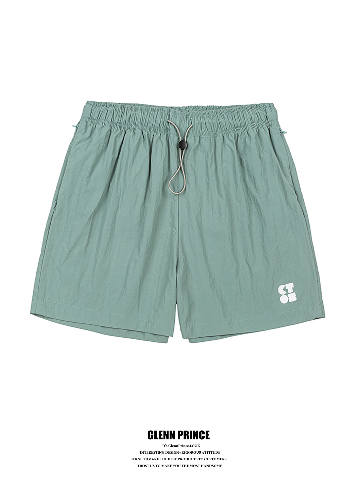 

GPstudio American Logo Folded Lightweight Sports Shorts Men Summer Outdoor Casual Beach Pants Loose Fit High Waist Nylon Fabric