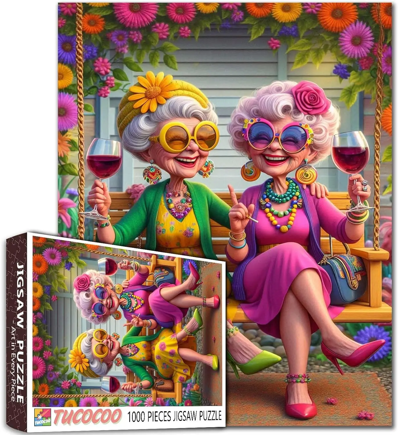 

1000 Piece Jigsaw Puzzle for Adults - Sisters and Grandma Theme, 19.7x27.6 Inch