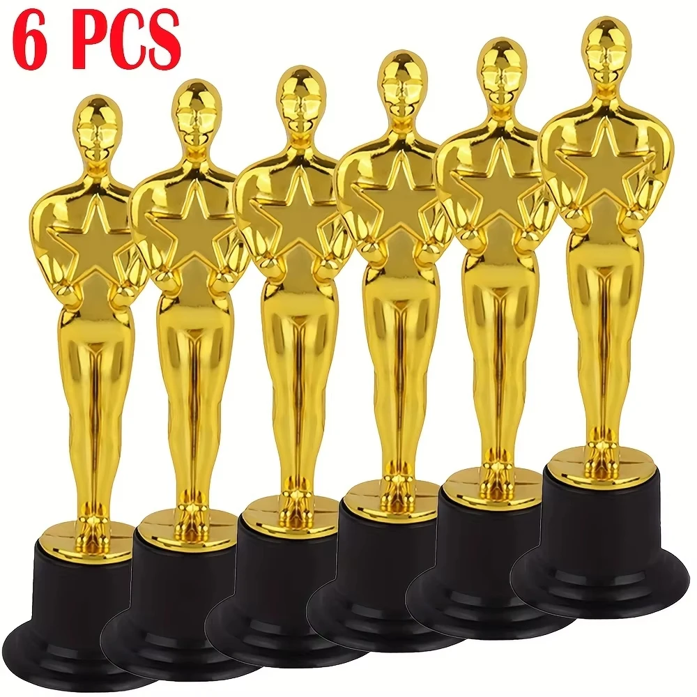 1/3/6/12 stuks Gouden Standbeeld Trofee Creatieve Plastic Oscar Trofee Galvaniseren Kleine Trofee Studentenprijzen - afbeelding 1