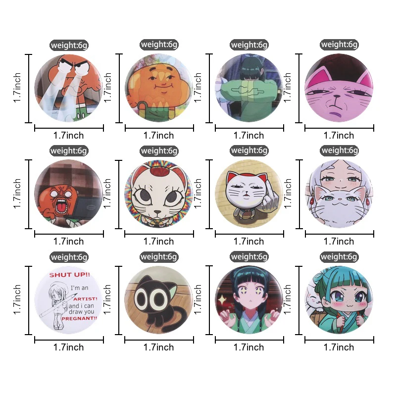 Turbo Granny Lucky Cat Tinplate Soft Button Pin Japanese Comic Role MaoMao Brooches Bag Lapel Badge Jewelry Gifts for Fan Friend