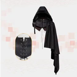Medieval Armor Hooded Cloak Single Shoulder Retro Cape Gothic Punk Halloween Cosplay Costume Assassin Pirate Shawl Role-playing