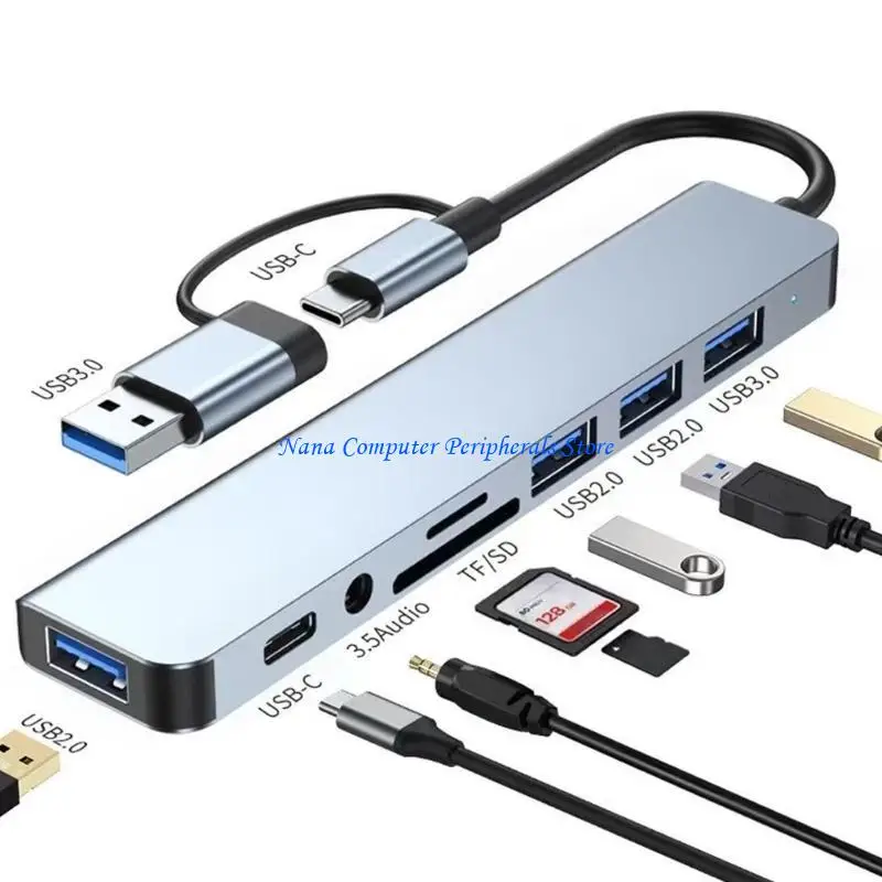 F68C USB C+USB3.0ハブドングル3XUSB2.0+1XUSB3.0+1XTYPE Cカードリーダーアダプター8ポートアダプターハブラップトップキーボード