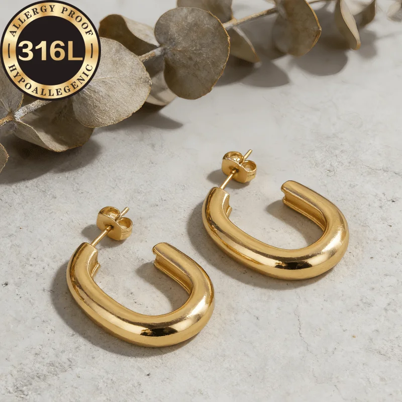 High-end stainless steel anti-allergic, hemisphere line oval, simple and elegant, suitable for daily parties
