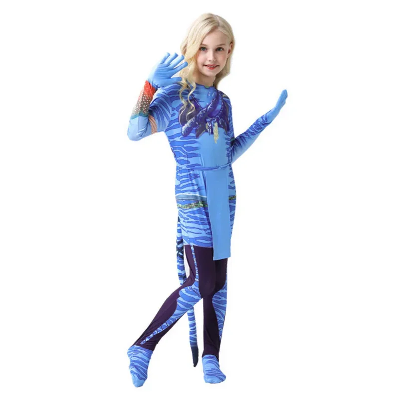 Avatar 2 Neytiri disfraz de Anime para niños, disfraz de Halloween, Alien, Zentai, Fantasia, Avatar Tail, monos, disfraz, ropa de Carnaval