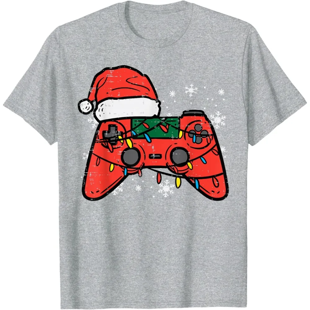 عيد الميلاد ألعاب تحكم عيد الميلاد الرجال للجنسين تي شيرت مضحك طباعة الشارع الشهير جولة الرقبة التي شيرت لطيف الجرافيك تيز الشارع الشهير