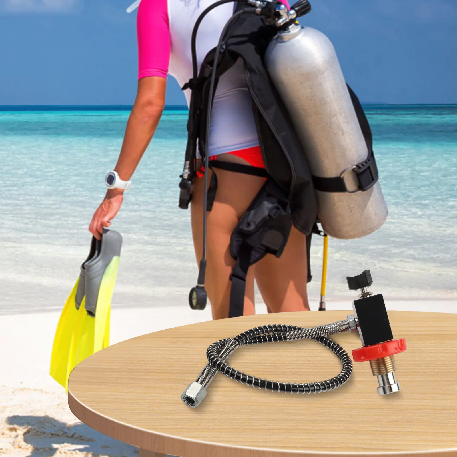 

40 мпа, 6000 фунтов на квадратный дюйм, адаптер для акваланга с клапаном DIN, 1/8 Bspp G5/8, станция для заправки акваланга, оборудование для дайвинга, адаптер для дайвинга, аксессуар, черный/красный