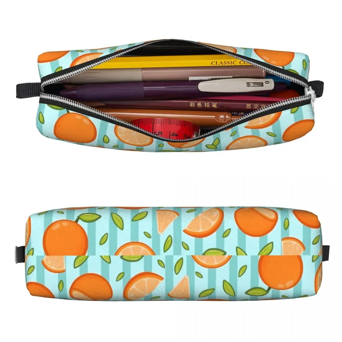 Oranges Print Pencil Case Fruits Boy Girl Kawaii  Pouch Printed Back To School  Cases Stationery Organizer Gift