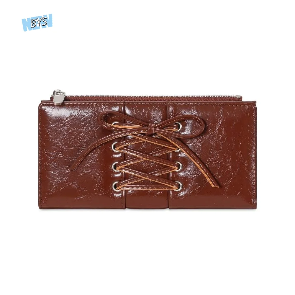 

Coin Pouch Portable Strap Bow Wallet PVC Multiple Card Balletcore Card Bag Anti-splash Water Fashion Long Leather Purse School