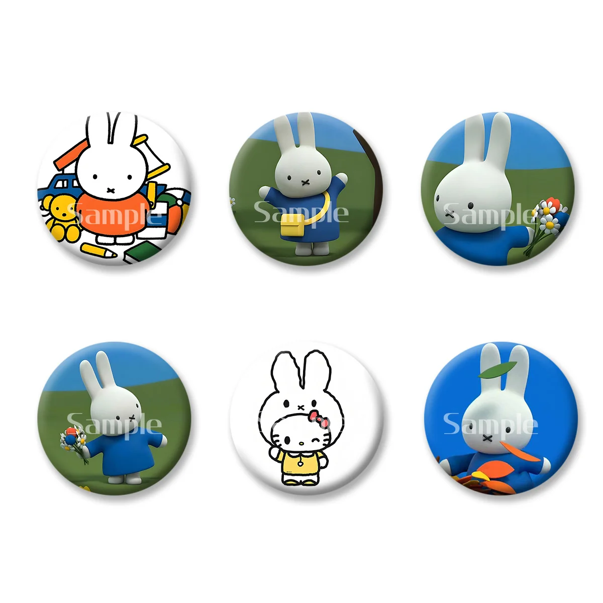 

Miffy Rabbit Cute Medal Flash Badge Keychains Makeup Mirror Fridge Magnet ACG Goods Anime Cartoon Peripherals Birthday Gift