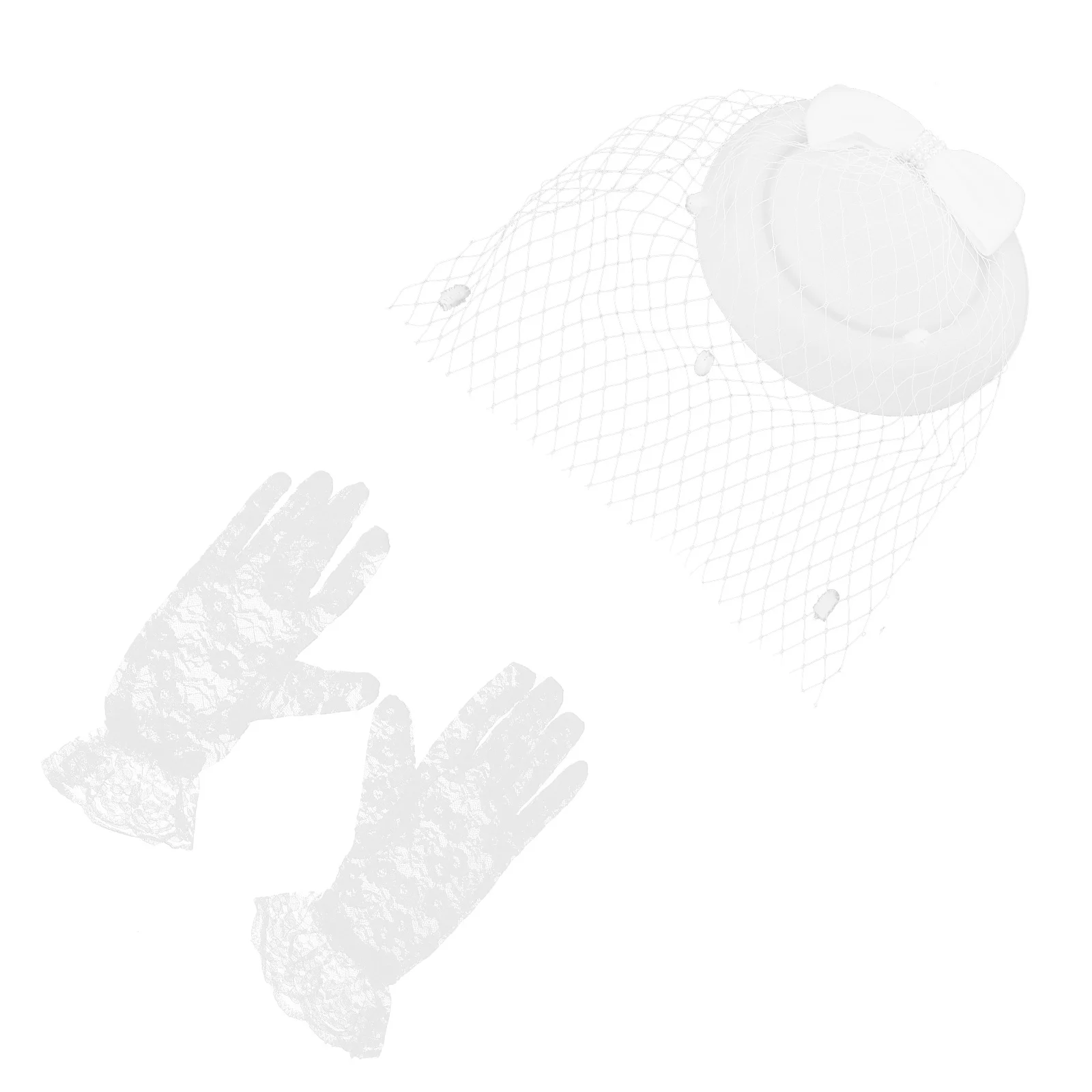 1 مجموعة المرأة الرجعية أفضل قبعة شبكة الحجاب قفازات برباط الحجاب حفلة عقال أنيقة مأدبة كوكتيل التصوير الملحقات