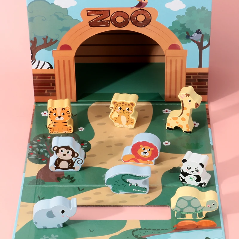 Fashion Custom Wooden Diy Children's City Theme Paper Box Sets And Intelligence Puzzle Kids Wooden Toy Set images - 6