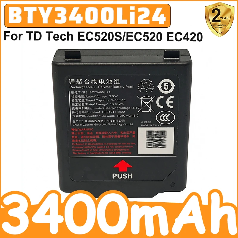 New BTY3400Li24 3400mAh Battery for TD Tech EC520S/EC520 EC420