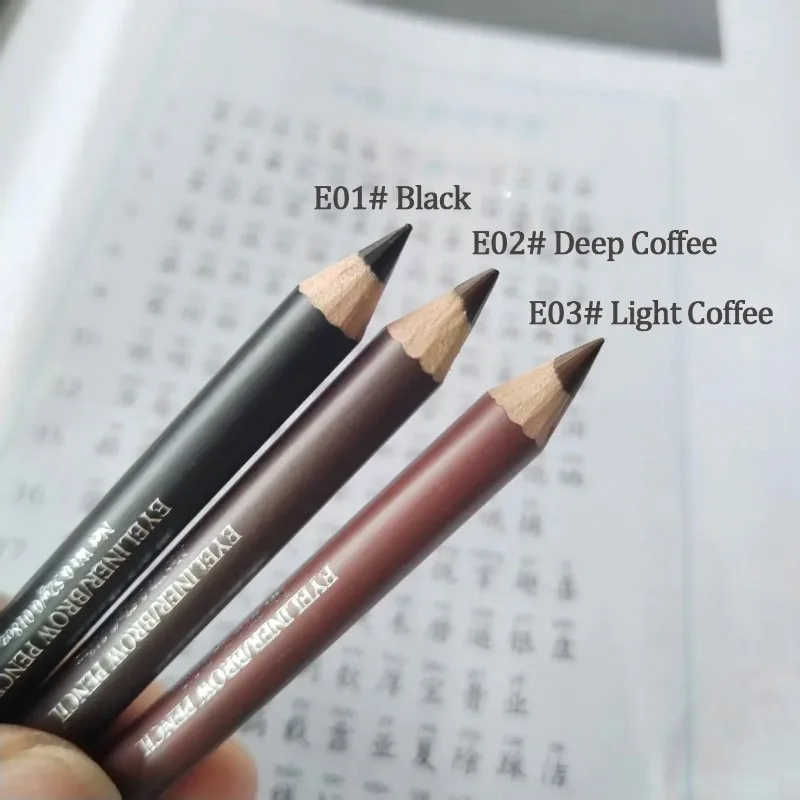 3 Colors Wooden Eyebrow Eyeliner Pencil Waterproof Smudge Proof Matte Brown Hard Tip Brow Pencil for Brows Enhancers Eyes Makeup view 5
