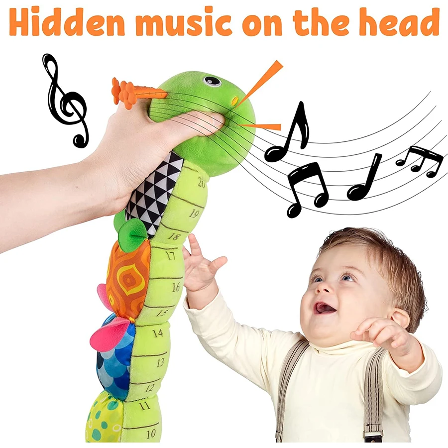Brinquedos do bebê musical caterpillar infantil brinquedo de pelúcia com chocalhos crinkle brinquedos sensoriais macios recém-nascidos meninos meninas 0 3 6 12 meses