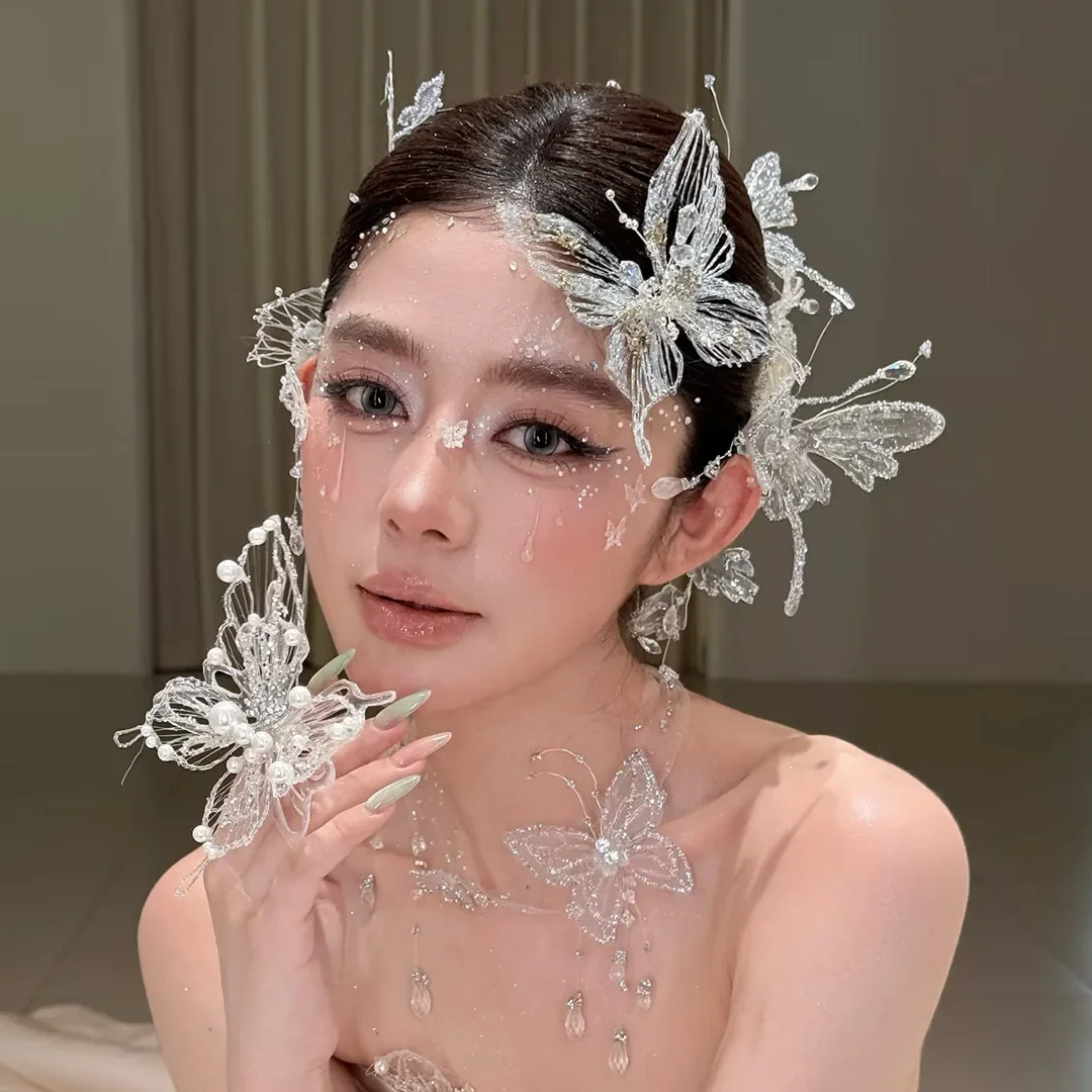 Dream Butterfly Hair Bridal Headgear Fairy Mori Photography Hairpin Niche Design Wedding Accessories