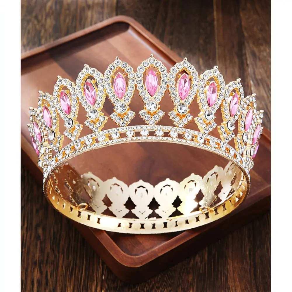 Elegant Baroque Rhinestone Crown Women Wedding Headpiece European Luxury Crystal Princess Tiara Prom Party Accessories