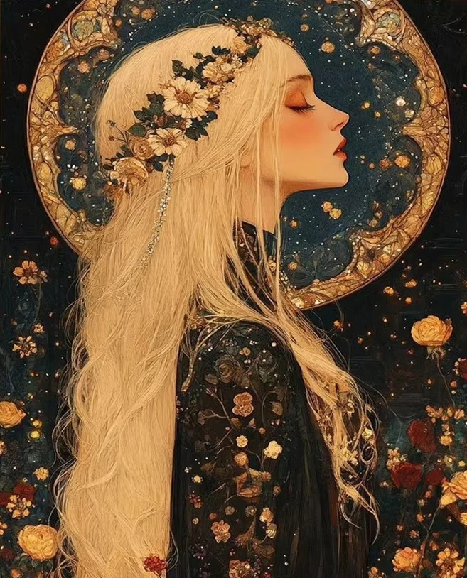 

Long-haired Goddess of the Moon Portrait 500/1000/1200/2000 PCS Jigsaw Puzzles Family Activity Games for Gameroom Bedroom Gifts