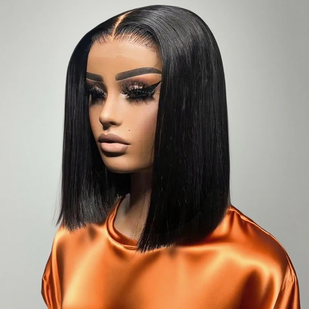 

Безклеевой парик-боб из бразильских натуральных волос, готовый к носке, с HD-кружевом 13x6, для чернокожих женщин, парик с предварительно вырезанным кружевом 13x4