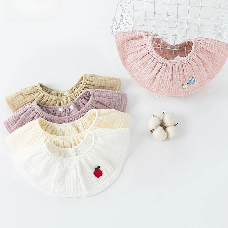

5pcs Baby Bibs Girls Cotton Saliva Towel Newborn Gauze Summer Thin Feeding Bibs Adjustable Girls Scarf Burp Cloths Baby Items