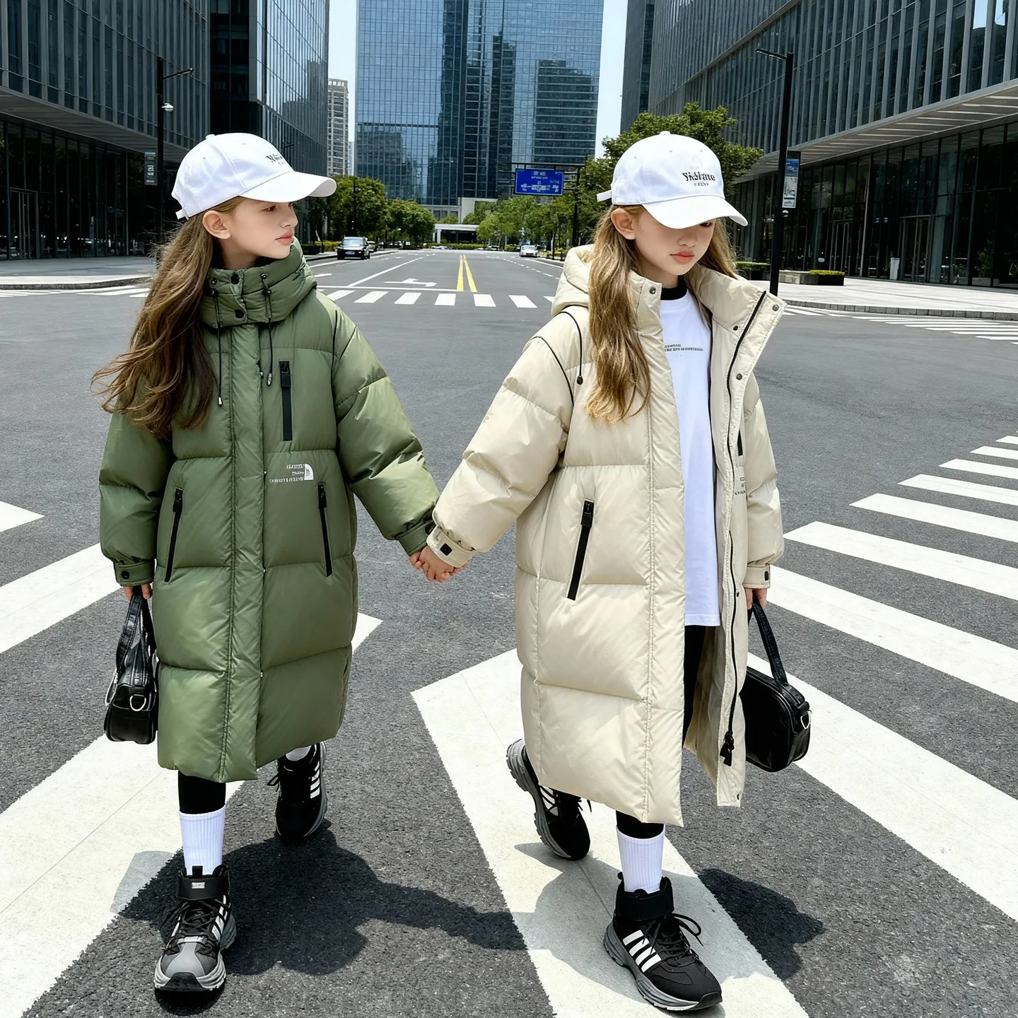 

Winter Children Girls Duck Down Jacket Hooded Thick Warm Young Teens Girls X-long Outerwear Coat 3-10Y Kids Girls Puffer Jackets