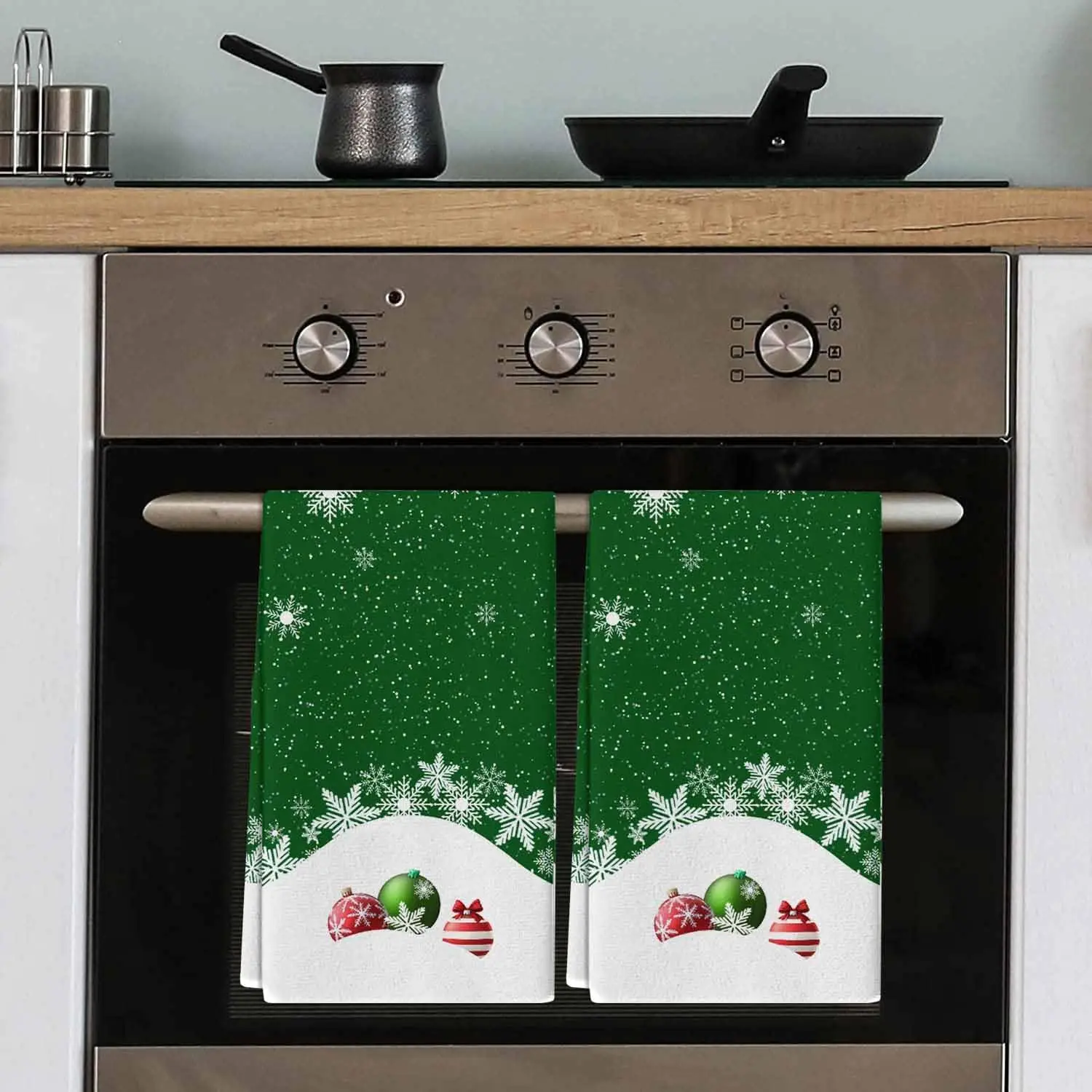 

Рождественский шар Снежинка Зеленая кухонная тарелка Чайные полотенца Чистящие средства Быстросохнущая барная тряпка для ручной посуды Рождественские украшения