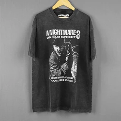 Freddy Krueger T-Shirt Dream Warriors Horror Movie Jason Voorhees Bad Taste Washed Loose fit Retro Men Sumemr Cotton Tee Shirt