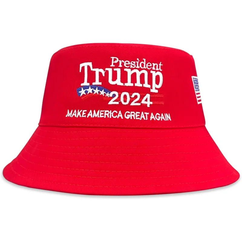 Trump Bucket Hats MAGA 2024 Make America Great Again Beach Camping USA American Flag Hat