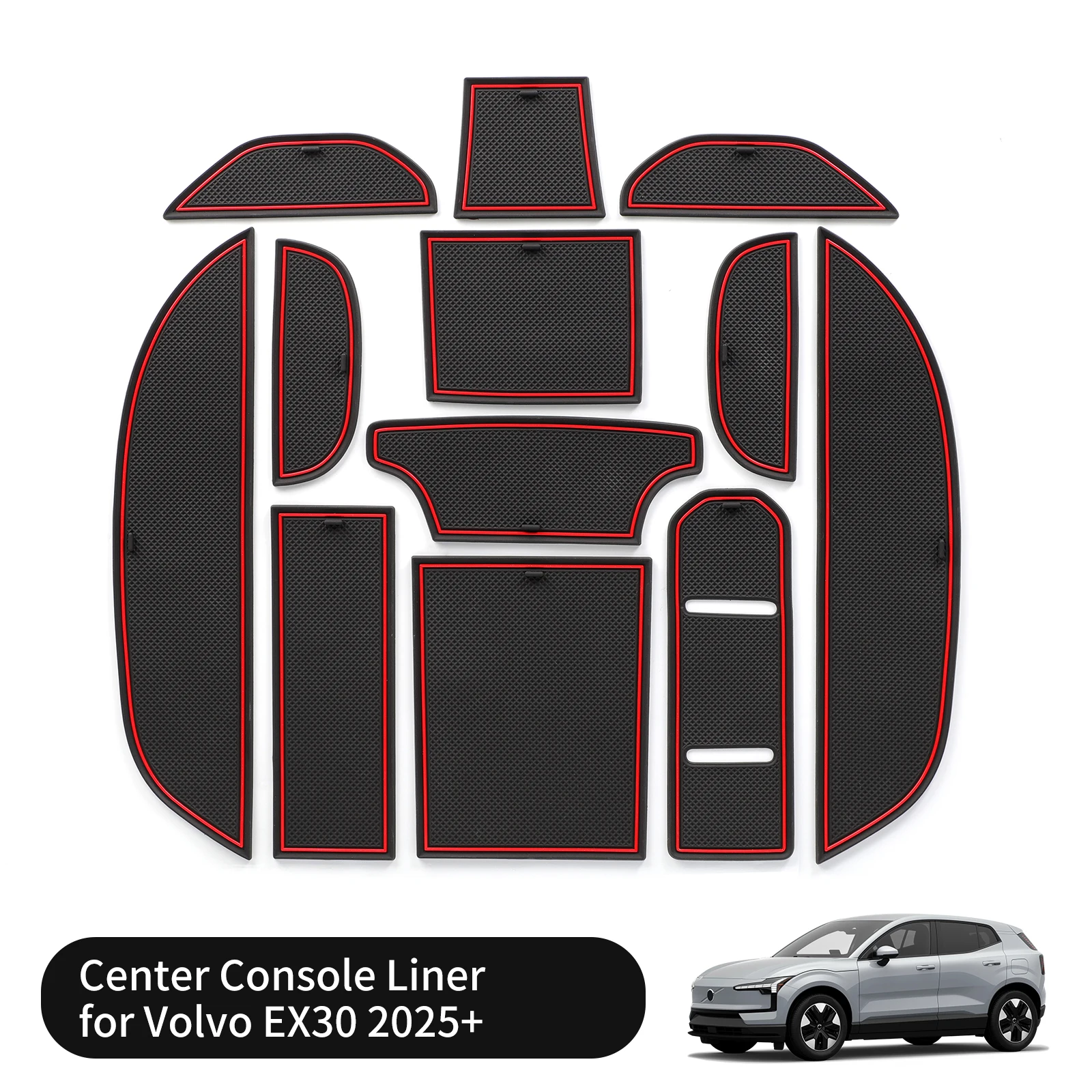 Smabee for Volvo EX30 2025 2026 Non-slip Mats Interior Accessories Rubber Door Groove Pad Anti-Slip Gate Slot Mat