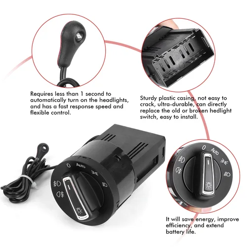 Imagen 2 del producto Interruptor de Control de lámpara de faro automático, módulo de Sensor de luz apto para VW Golf MK4, Passat B5 Polo