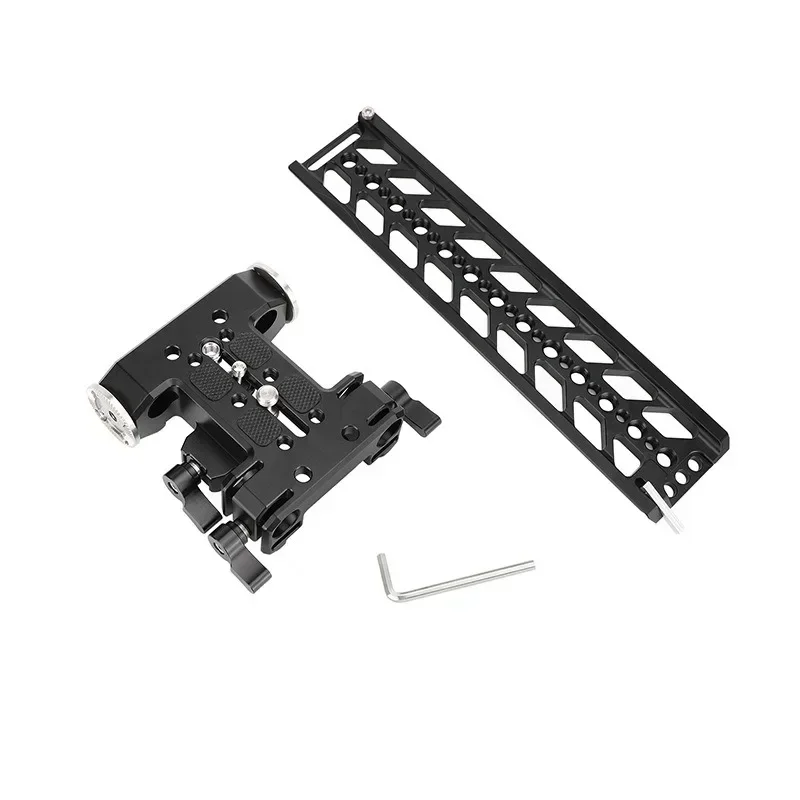 Dovetail Plate and QR Baseplate With Double 15mm Rod Adapter & ARRI Rosette Connections For DSLR Camera Tripod Head