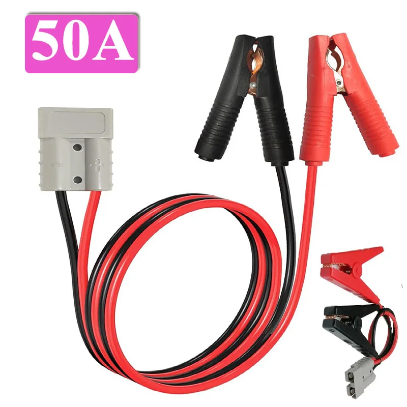 50A Connector to Battery Clip Charging Cable for Forklift/Car Extension Cord Quick-Release Adapter Alligator Clips Tool