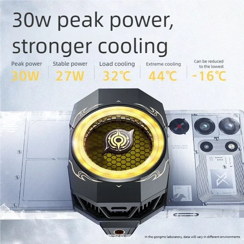 Imagen 2 del producto Enfriador móvil 6 30W disipación de calor rápida ventilador de refrigeración para juegos para Iphone Android RGB radiador de teléfono móvil accesorios de juego