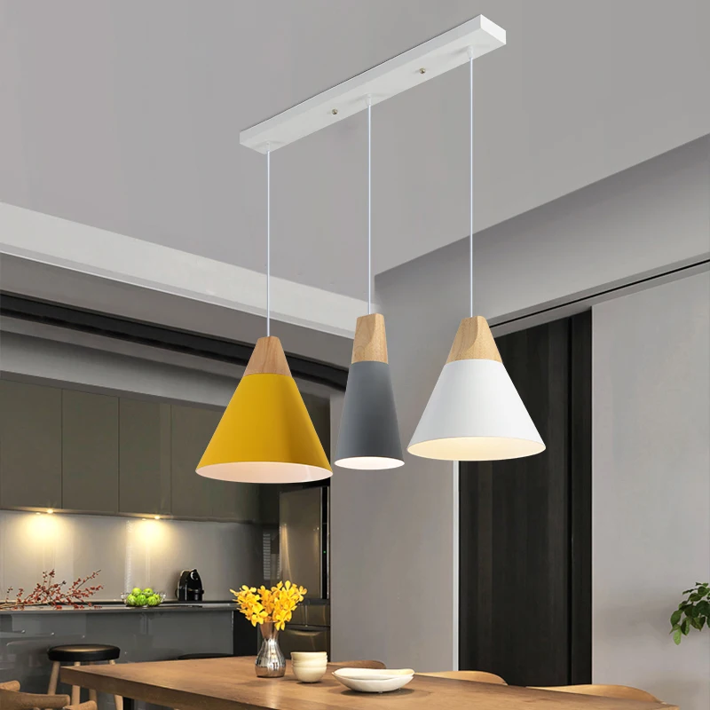 Nordic Restaurant Three-head Chandelier Modern Minimalist Creative Dining Room Lamp Fashion Personality Macaron Pendant Lights