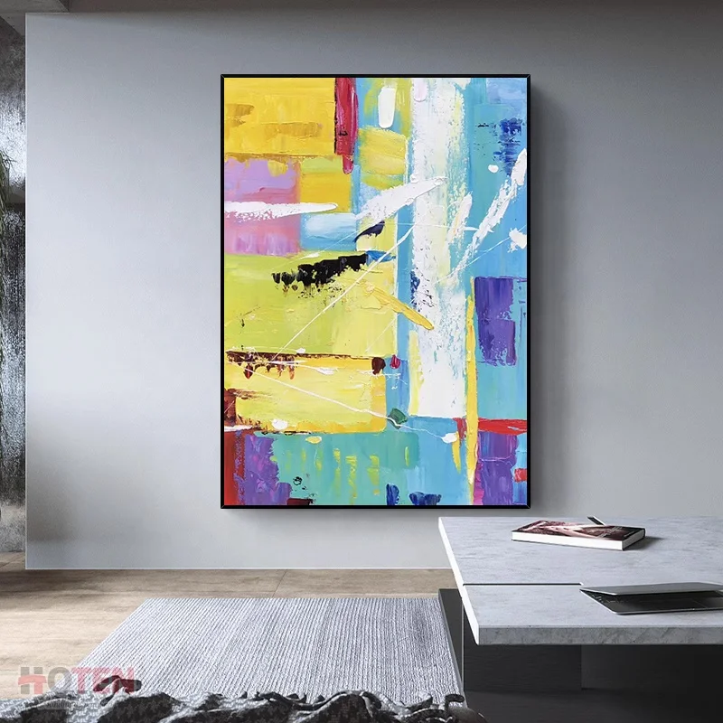 Modern Wall Art Handmade Abstract Oil Painting On Stretched Canvas Pictures for Home Decor