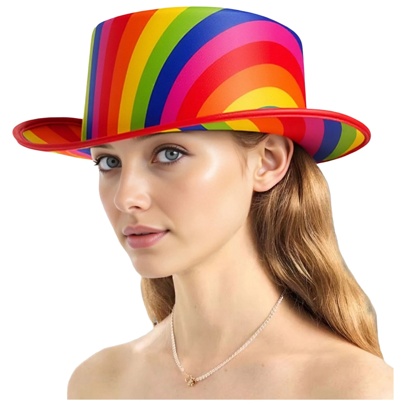 Adultos crianças mágico arco-íris chapéu alto colorido multicolorido padrão cartola para apresentações de palco e eventos de cosplay de halloween