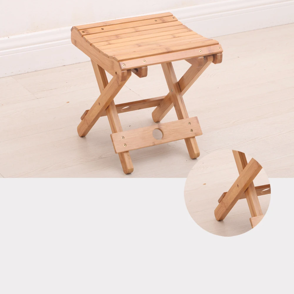 1PC Portable Bamboo Folding Stool Home Use Small Chair Outdoor Fishing Square Stool Real Wood Compact Seat for Indoor & Outdoor image 5