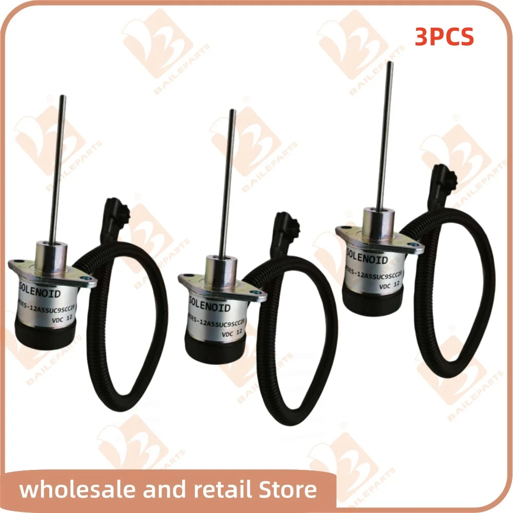 

3PCS 12V 1503ES-12A5SUC9SCC28 Fuel Shut Off Solenoid For Kubota V2203DI 25-38109-05Z Carrier Vvector 1800 Stop Solenoid Engine