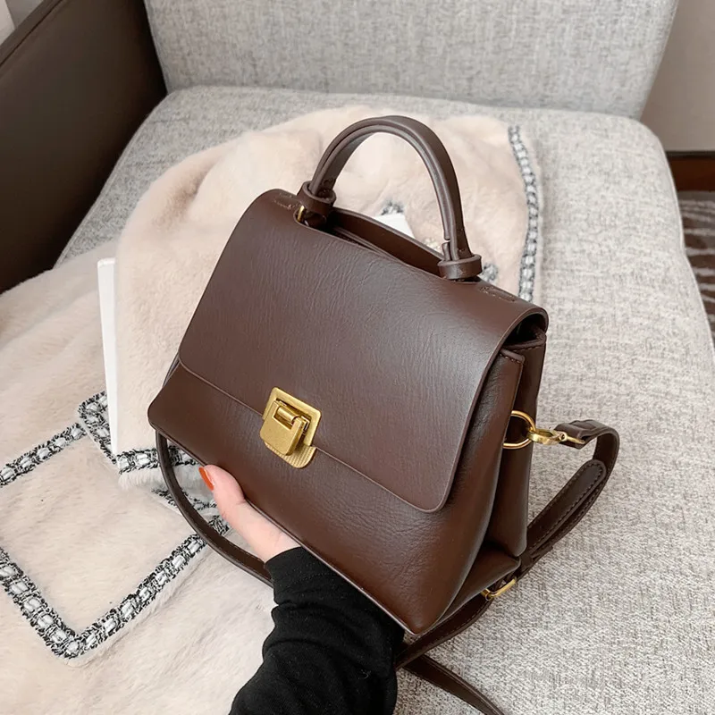 Burminsa Short Handle Small Tote Handbags For Women Winter 2022 Trend Fashion Double Compartments Ladies Shoulder Crossbody Bags