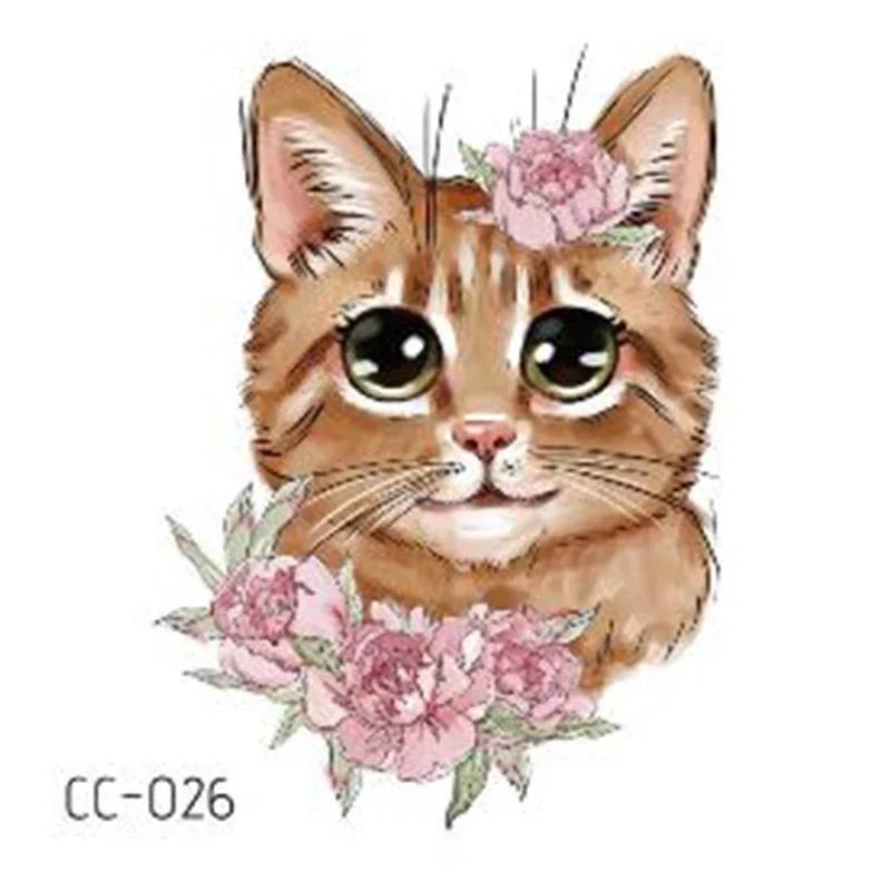 Мультяшные татуировки, детский праздничный макияж, цветок, кошка, собака, бабочка, временные боди-арт, одноразовые наклейки
