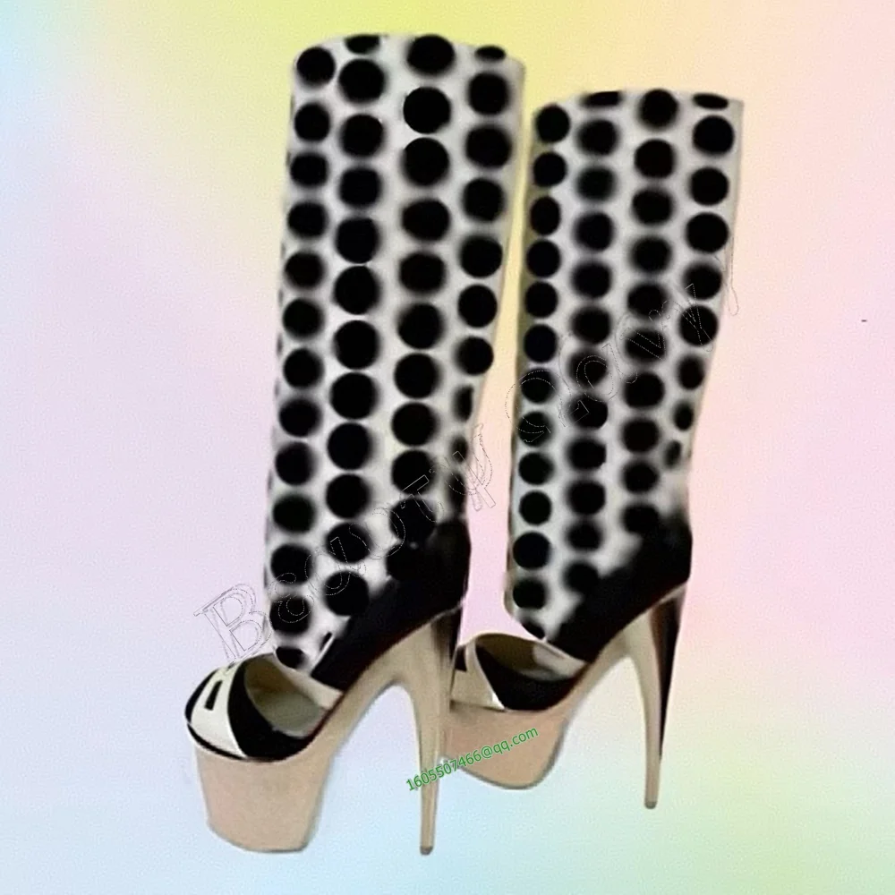 

Round Pattern MIxed Color Boots Platform Peep Toe Cut Side Shoes Square Heel Shoes for Women Shoes 2025 Zapatos Para Mujere